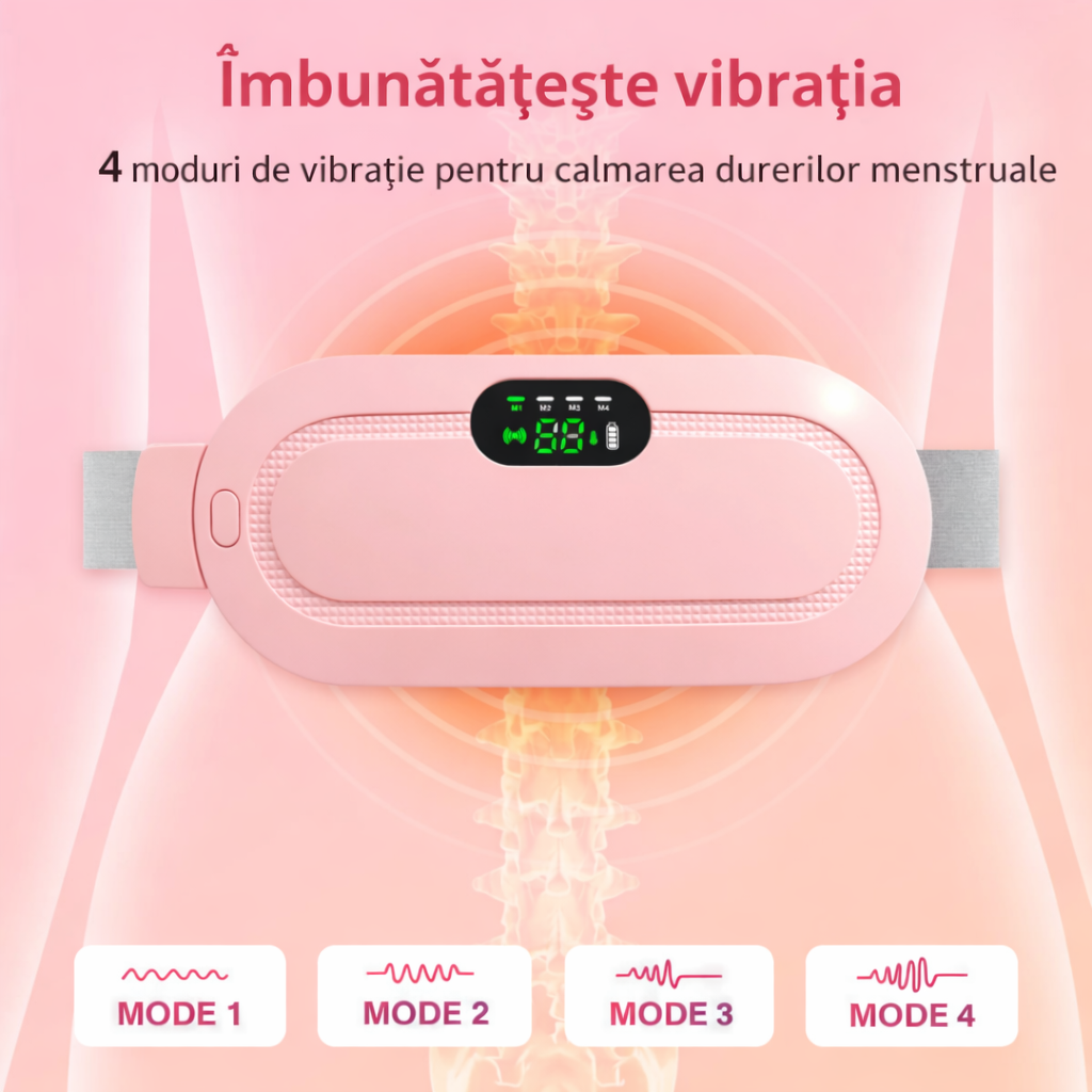 Centură Termică pentru Menstruație — Ameliorare Crampe și Masaj cu Vibrații